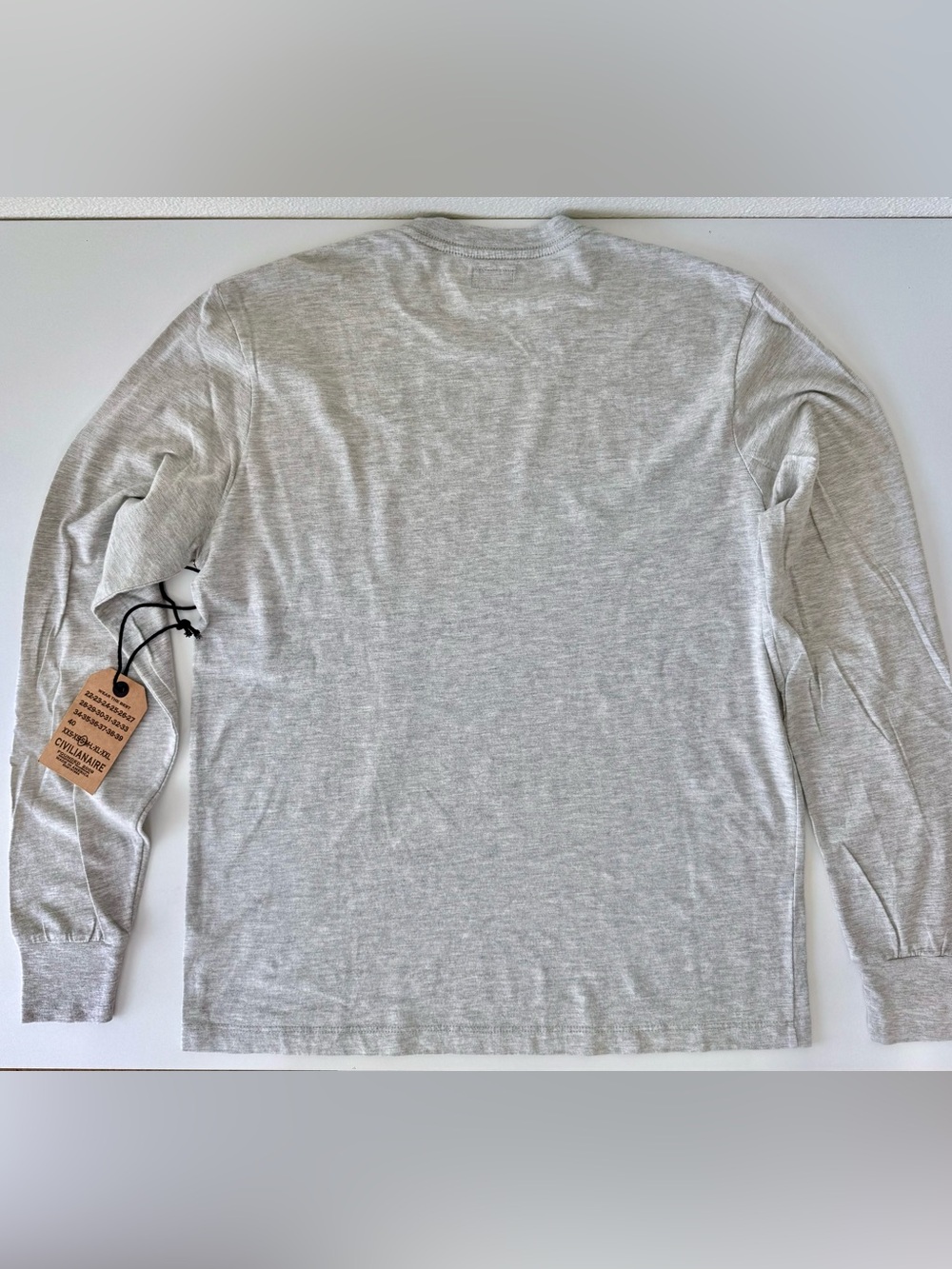 NWT Civilianaire Heather Gray Slub Cotton Long Sleeve Crewneck Shirt Men’s Small - Picture 2 of 9